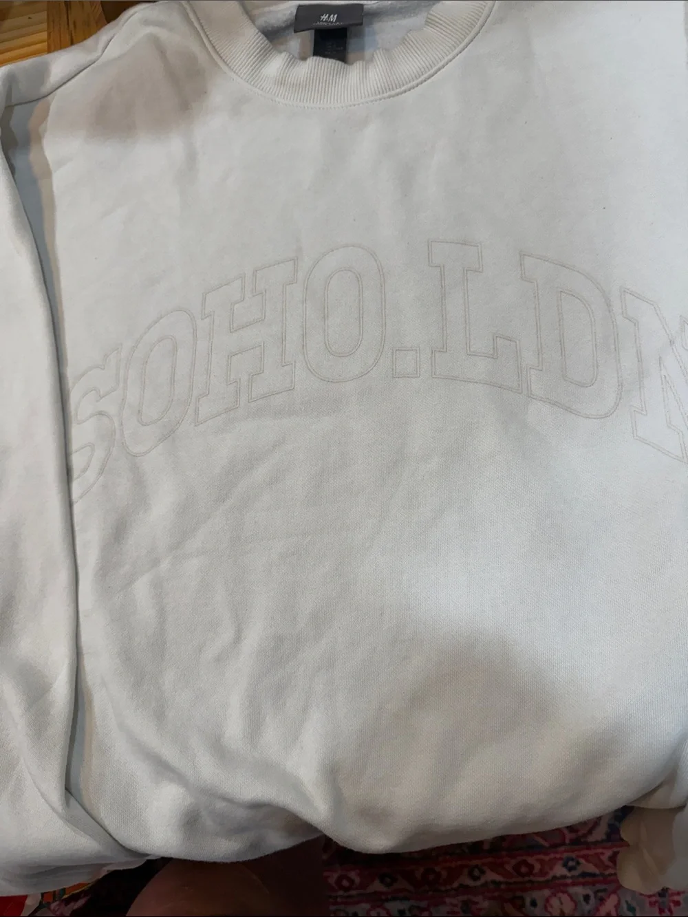 H&M Cream SOHO.LDN Embroidered Sweat Throw